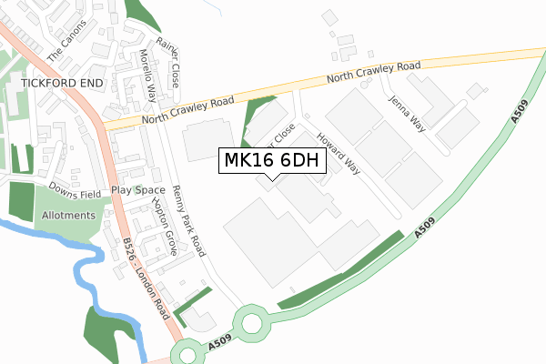 MK16 6DH map - large scale - OS Open Zoomstack (Ordnance Survey) MK16 6DH map - large scale - OS Open Zoomstack (Ordnance Survey)