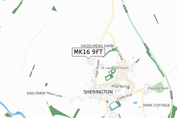 MK16 9FT map - small scale - OS Open Zoomstack (Ordnance Survey)