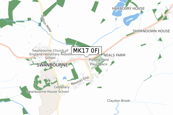 MK17 0FJ map - small scale - OS Open Zoomstack (Ordnance Survey)
