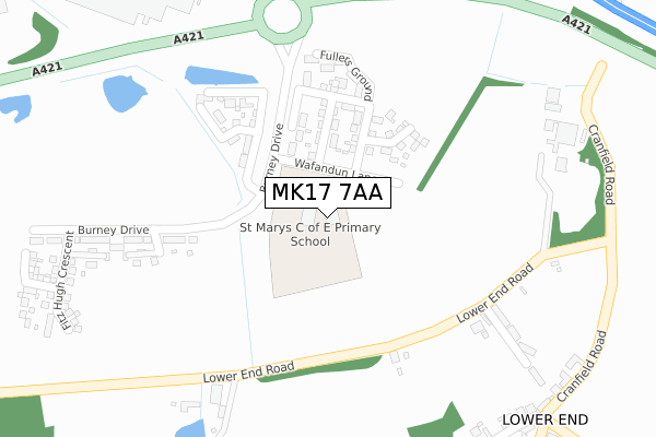 MK17 7AA map - large scale - OS Open Zoomstack (Ordnance Survey)