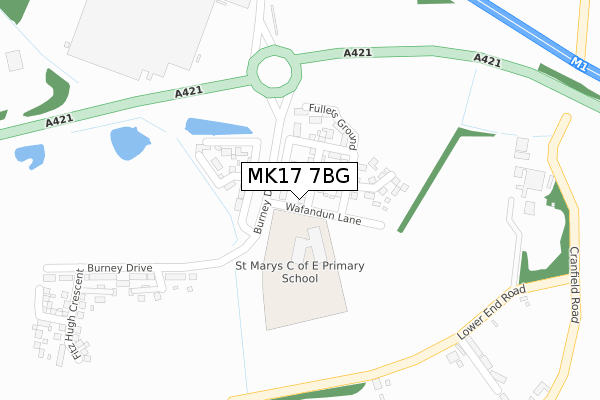 MK17 7BG map - large scale - OS Open Zoomstack (Ordnance Survey)