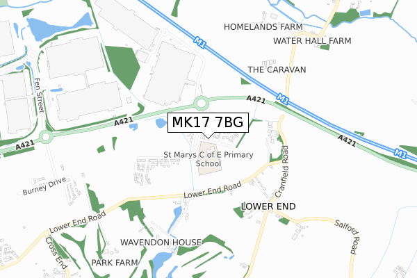 MK17 7BG map - small scale - OS Open Zoomstack (Ordnance Survey)