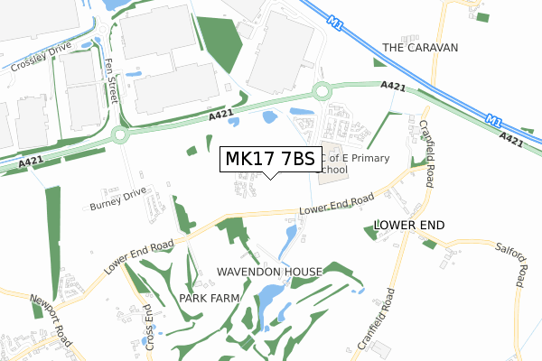 MK17 7BS map - small scale - OS Open Zoomstack (Ordnance Survey)
