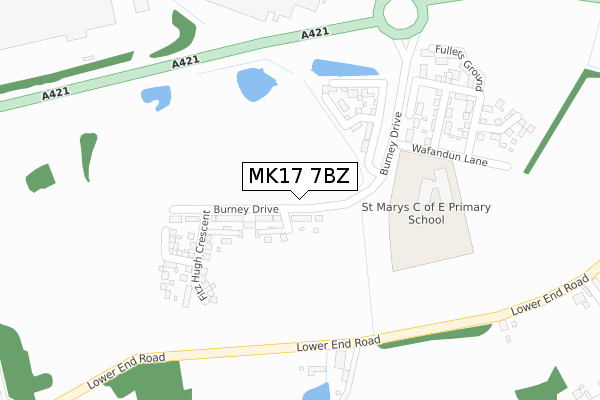 MK17 7BZ map - large scale - OS Open Zoomstack (Ordnance Survey)