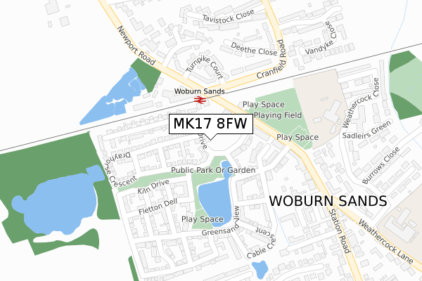 MK17 8FW map - large scale - OS Open Zoomstack (Ordnance Survey)