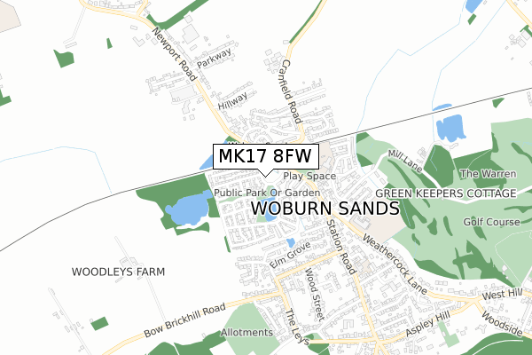 MK17 8FW map - small scale - OS Open Zoomstack (Ordnance Survey)