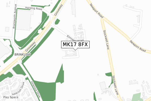 MK17 8FX map - large scale - OS Open Zoomstack (Ordnance Survey)