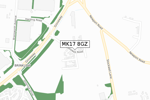 MK17 8GZ map - large scale - OS Open Zoomstack (Ordnance Survey)