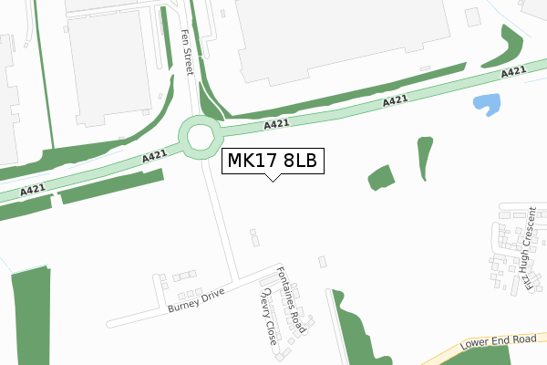 MK17 8LB map - large scale - OS Open Zoomstack (Ordnance Survey)