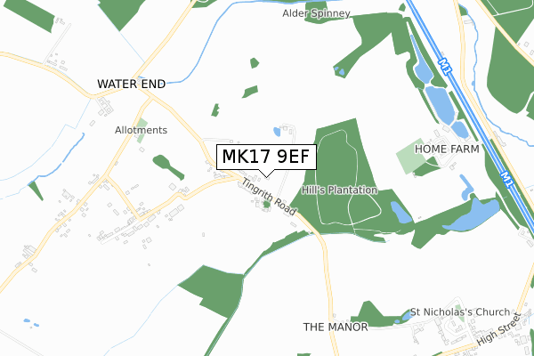 MK17 9EF map - small scale - OS Open Zoomstack (Ordnance Survey)