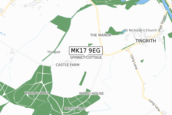 MK17 9EG map - small scale - OS Open Zoomstack (Ordnance Survey)