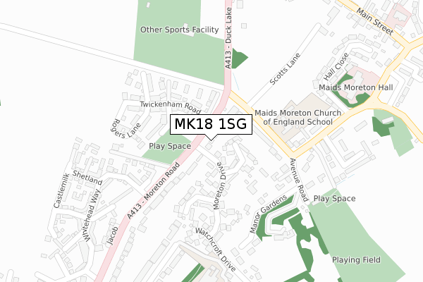 MK18 1SG map - large scale - OS Open Zoomstack (Ordnance Survey)