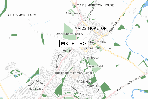 MK18 1SG map - small scale - OS Open Zoomstack (Ordnance Survey)