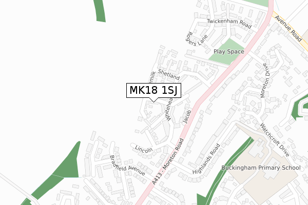 MK18 1SJ map - large scale - OS Open Zoomstack (Ordnance Survey)