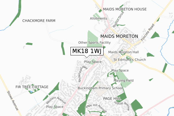 MK18 1WJ map - small scale - OS Open Zoomstack (Ordnance Survey) MK18 1WJ map - small scale - OS Open Zoomstack (Ordnance Survey)
