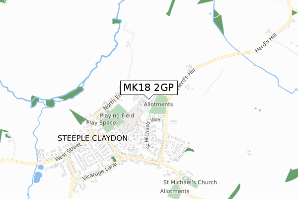 MK18 2GP map - small scale - OS Open Zoomstack (Ordnance Survey)