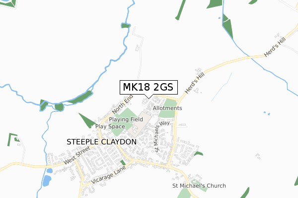MK18 2GS map - small scale - OS Open Zoomstack (Ordnance Survey)