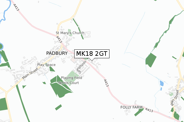 MK18 2GT map - small scale - OS Open Zoomstack (Ordnance Survey)