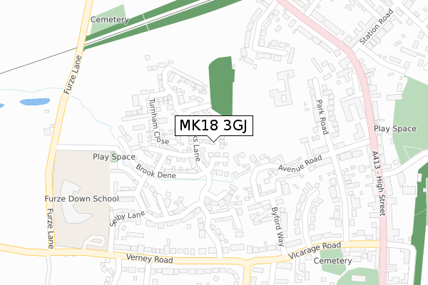 MK18 3GJ map - large scale - OS Open Zoomstack (Ordnance Survey) MK18 3GJ map - large scale - OS Open Zoomstack (Ordnance Survey)