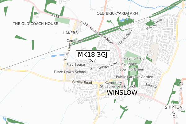 MK18 3GJ map - small scale - OS Open Zoomstack (Ordnance Survey) MK18 3GJ map - small scale - OS Open Zoomstack (Ordnance Survey)
