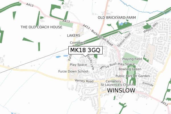 MK18 3GQ map - small scale - OS Open Zoomstack (Ordnance Survey) MK18 3GQ map - small scale - OS Open Zoomstack (Ordnance Survey)