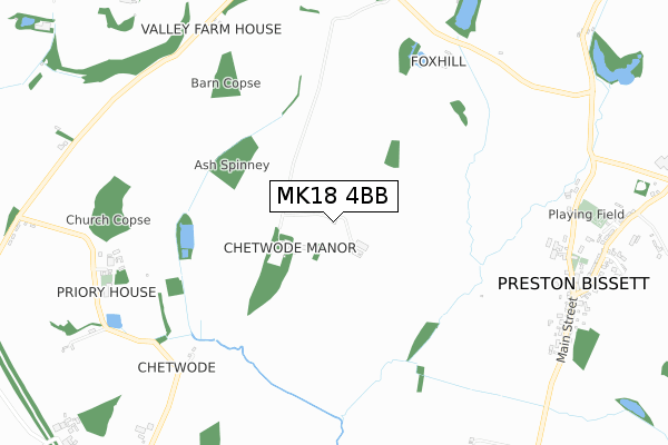 MK18 4BB map - small scale - OS Open Zoomstack (Ordnance Survey)