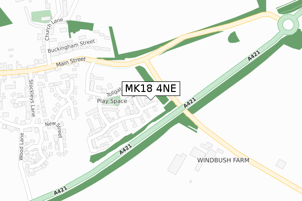 MK18 4NE map - large scale - OS Open Zoomstack (Ordnance Survey)