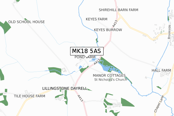 MK18 5AS map - small scale - OS Open Zoomstack (Ordnance Survey)