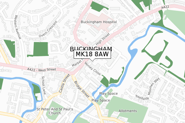 MK18 8AW map - large scale - OS Open Zoomstack (Ordnance Survey)