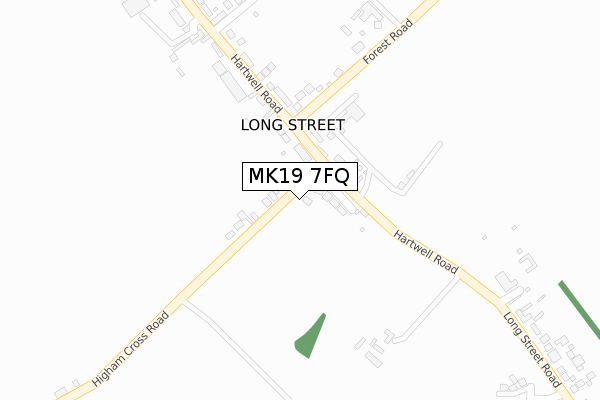 MK19 7FQ map - large scale - OS Open Zoomstack (Ordnance Survey)