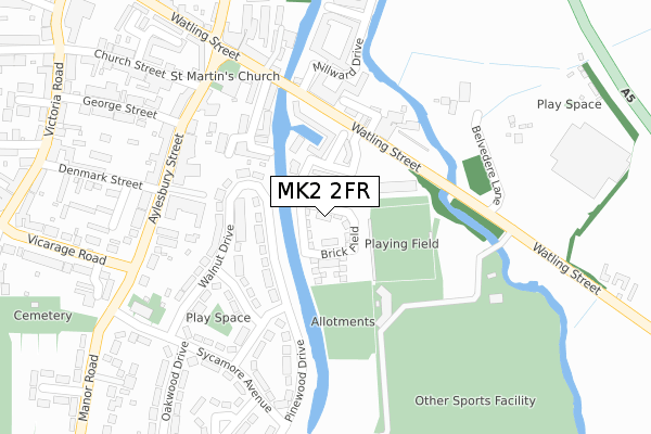 MK2 2FR map - large scale - OS Open Zoomstack (Ordnance Survey)
