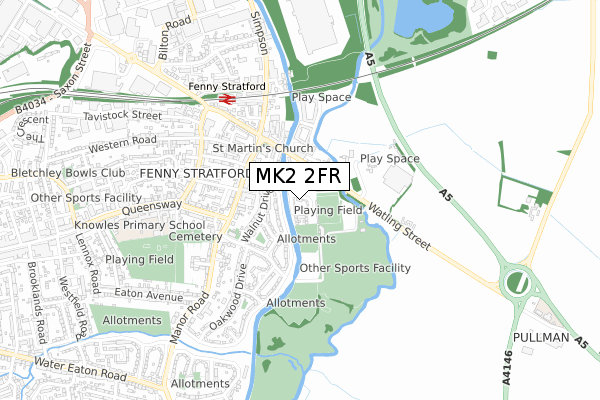 MK2 2FR map - small scale - OS Open Zoomstack (Ordnance Survey)