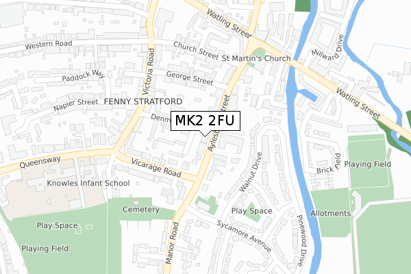 MK2 2FU map - large scale - OS Open Zoomstack (Ordnance Survey)