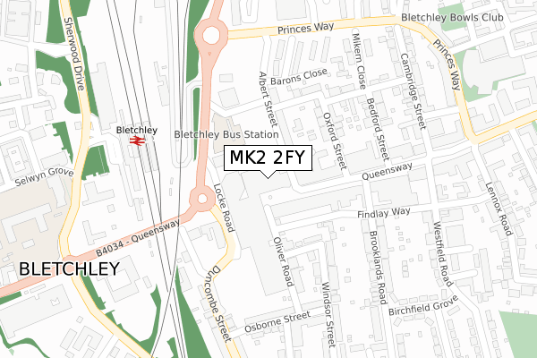 MK2 2FY map - large scale - OS Open Zoomstack (Ordnance Survey)