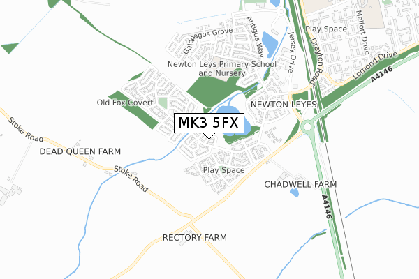 MK3 5FX map - small scale - OS Open Zoomstack (Ordnance Survey)