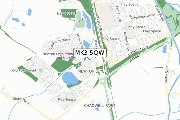 MK3 5QW map - small scale - OS Open Zoomstack (Ordnance Survey)