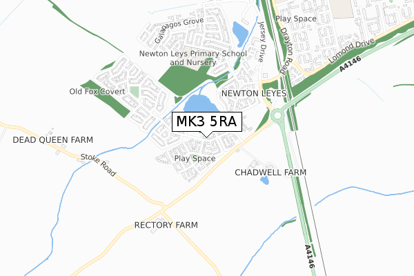 MK3 5RA map - small scale - OS Open Zoomstack (Ordnance Survey)
