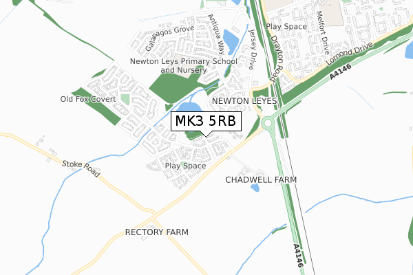 MK3 5RB map - small scale - OS Open Zoomstack (Ordnance Survey)