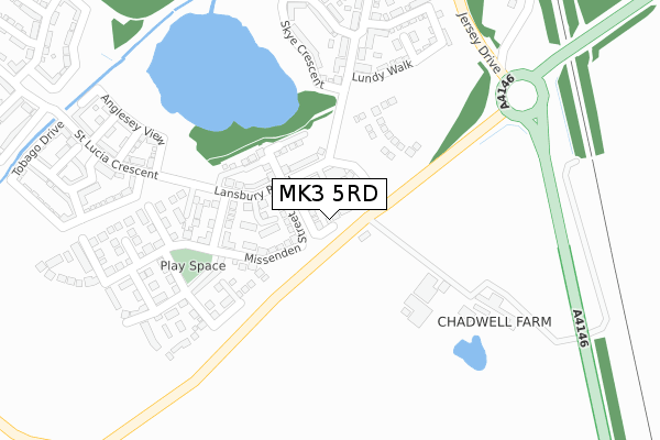 MK3 5RD map - large scale - OS Open Zoomstack (Ordnance Survey)