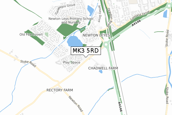 MK3 5RD map - small scale - OS Open Zoomstack (Ordnance Survey)