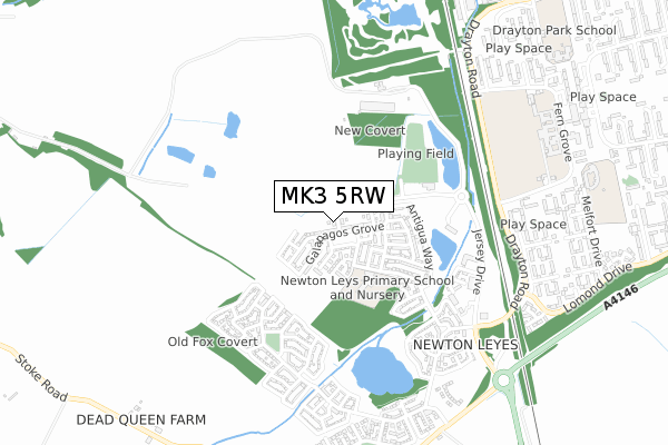 MK3 5RW map - small scale - OS Open Zoomstack (Ordnance Survey)