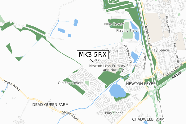MK3 5RX map - small scale - OS Open Zoomstack (Ordnance Survey)