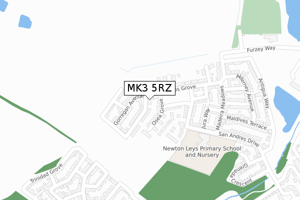 MK3 5RZ map - large scale - OS Open Zoomstack (Ordnance Survey)