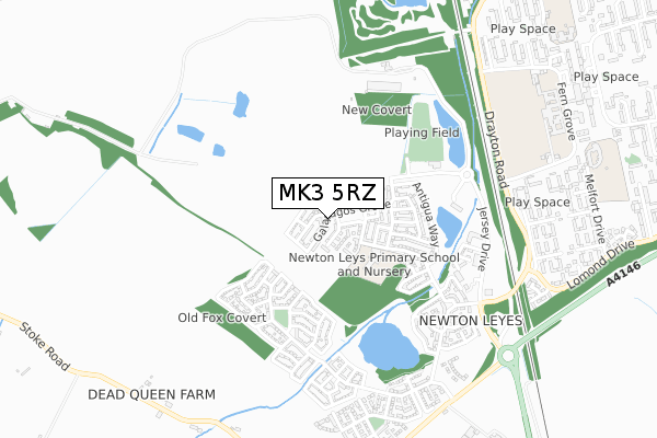 MK3 5RZ map - small scale - OS Open Zoomstack (Ordnance Survey)