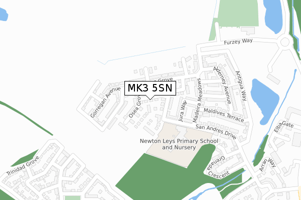 MK3 5SN map - large scale - OS Open Zoomstack (Ordnance Survey)