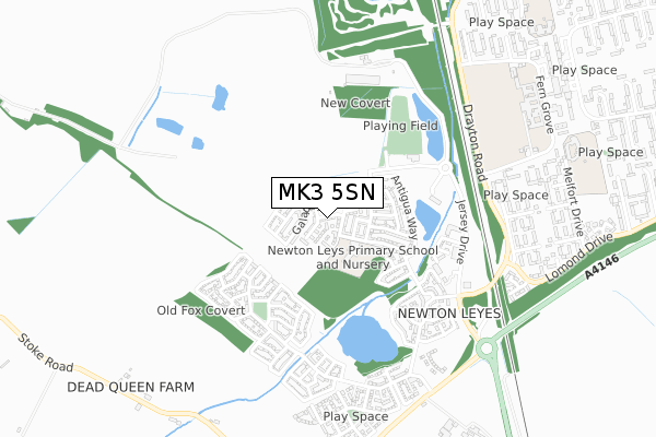 MK3 5SN map - small scale - OS Open Zoomstack (Ordnance Survey)