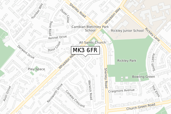 MK3 6FR map - large scale - OS Open Zoomstack (Ordnance Survey)