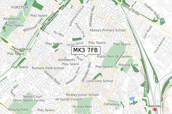 MK3 7FB map - small scale - OS Open Zoomstack (Ordnance Survey) MK3 7FB map - small scale - OS Open Zoomstack (Ordnance Survey)