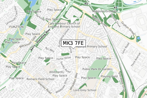 MK3 7FE map - small scale - OS Open Zoomstack (Ordnance Survey) MK3 7FE map - small scale - OS Open Zoomstack (Ordnance Survey)