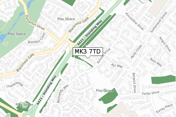 MK3 7TD map - large scale - OS Open Zoomstack (Ordnance Survey)